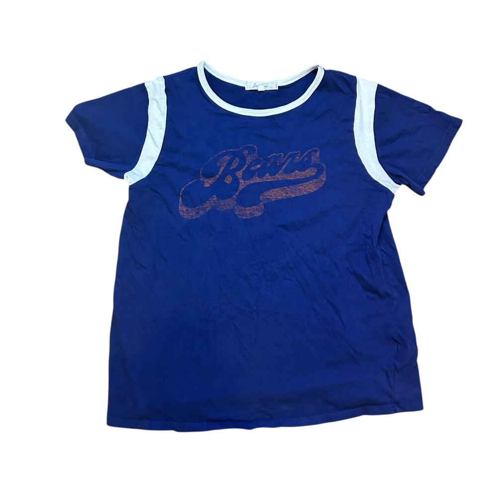 Junk Food Women’s Chicago Bears Ringer T-Shirt Blue White Trim Size Large